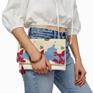🌺 Rachel Pally Floral Botanical Fun Reversible Foldover Clutch NWOT